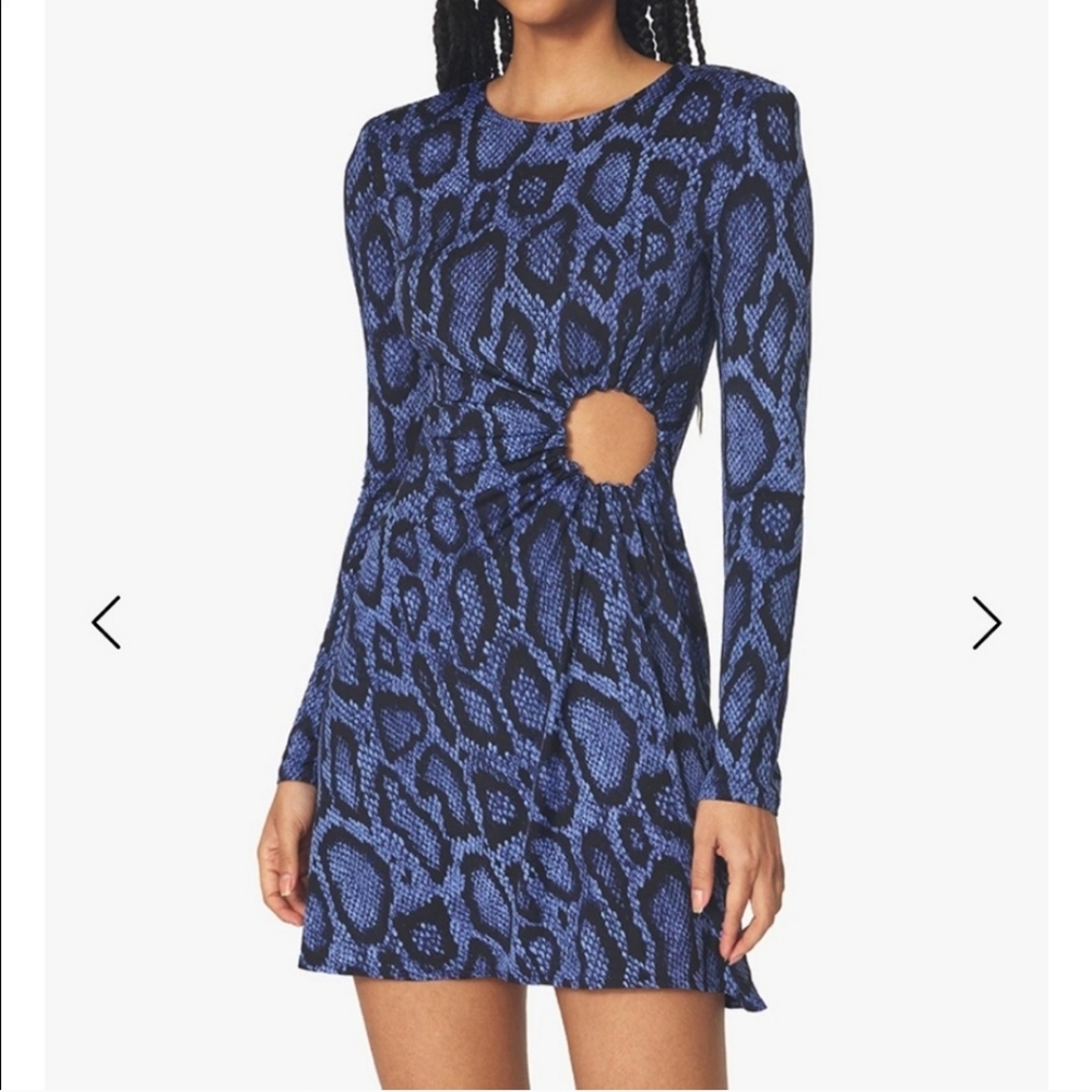 NWT WeWoreWhat blue leopard print cut out mini dress size S